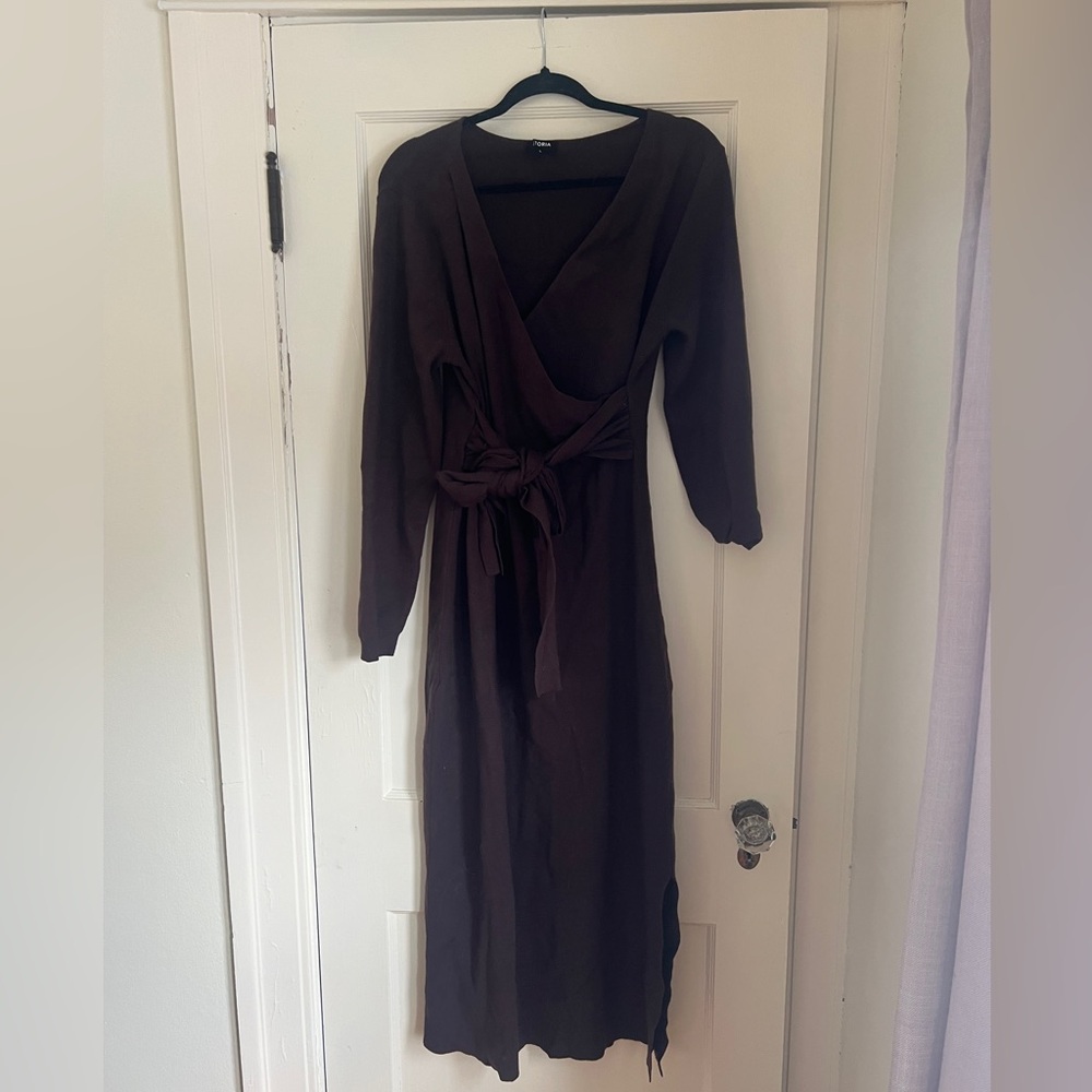 Wrap sweater dress